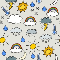 Weather background - seamless doodle illustration
