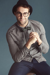 Portrait of an old-fashioned attractive male