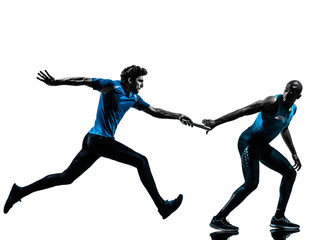 man relay runner sprinter  silhouette