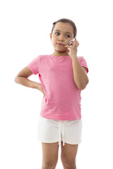 Little Girl Listening to a Phone Call