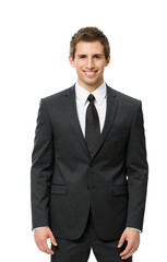 Half-length portrait of business man, isolated