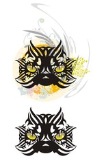Tribal cat head. Two options for your design