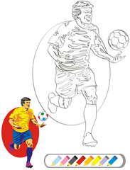 COLORING BOOK SKETCH: Soccer Player