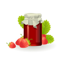 Strawberry jam with fresh raspberries