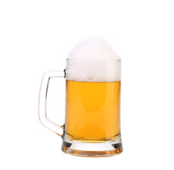 Mug of fresh beer with foam.