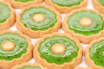 Background of biscuit with kiwi jam.