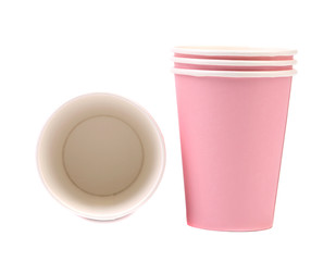 Two pink paper coffee cup.