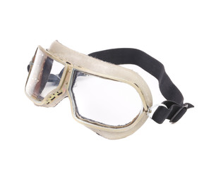 Side view of white protective glasses.