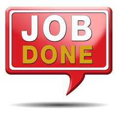 job done text balloon red