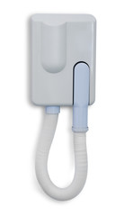 Wall mounted  hotel hair dryer isolated on white