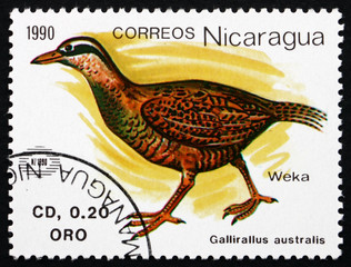 Fototapeta na wymiar Znaczek pocztowy Nikaragua 1990 Weka, nielot
