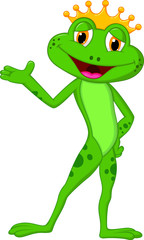 Obraz premium Cute prince frog presenting