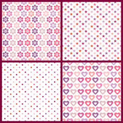 4 Seamless Pattern Birthday Retro Pinkmix