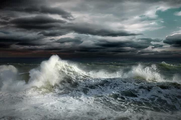 Photo sur Aluminium Eau Vue du paysage marin de tempête