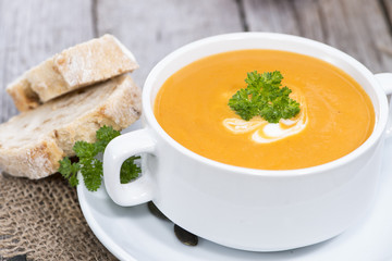 Fresh made Pumpkin Creme Soup