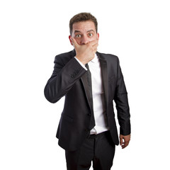 Business man looking scared