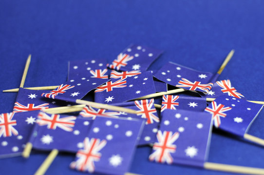 Australian toothpick flags background with copy space.