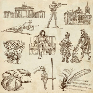 traveling Germany - hand drawings - old paper part 1