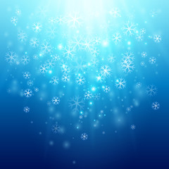 Blue background with snowflakes.