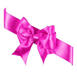 pink bow made from silk ribbon