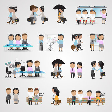 Business People Set - Isolated On Gray Background