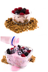 yogurt with muesli and berries set