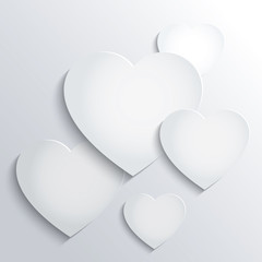 Background with white paper hearts