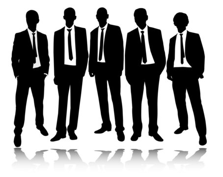group of businessma standing and posing - vector