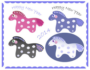 set of New Year horses