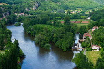 Fototapeta na wymiar Landscape with river the Lot in France