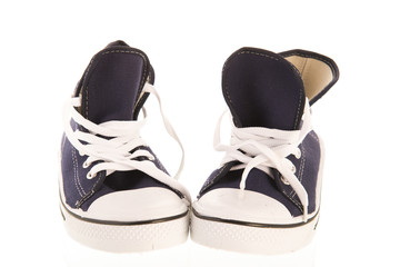 Pair of blue basketball shoes