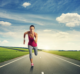 concentrated woman running