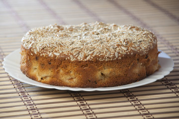 Apricot pie on plate