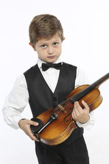 Serious young violinist