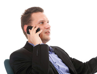 businessman talking on mobile phone isolated