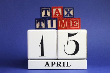 USA Tax Day April 15 calendar with Tax Time message