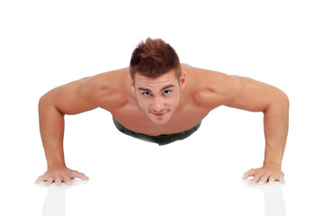 Young man doing pushups