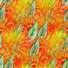 Fototapeta na wymiar artist grunge flower yellow texture, watercolor seamless backgro