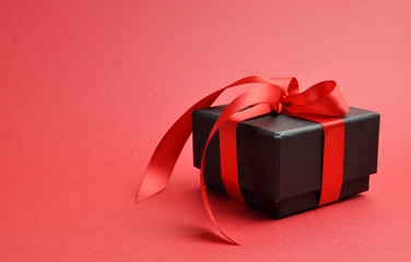 Red love theme black gift with copy space