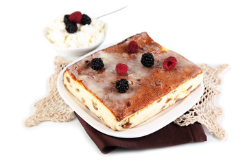 Cheese casserole with raisins