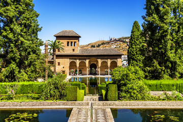 Partal Palace in La Alhambra in Granada, Spain - obrazy, fototapety, plakaty
