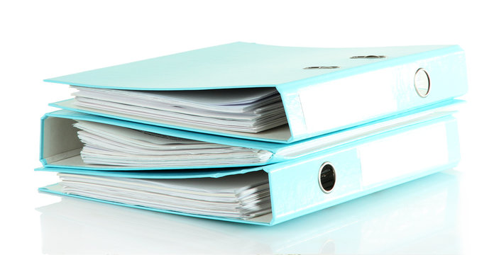 Blue folders, isolated on white