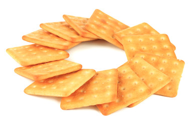 Delicious crackers isolated on white