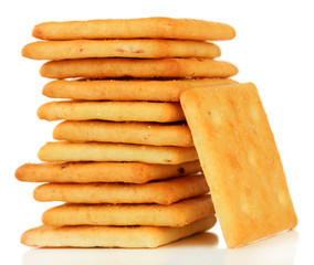 Delicious crackers isolated on white