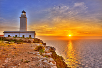 La Mola Cape Lighthouse Formentera at sunrise