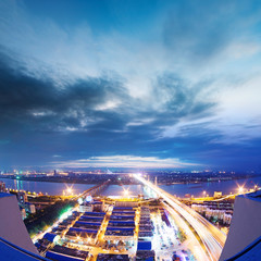 Fototapeta na wymiar Aerial view of city night