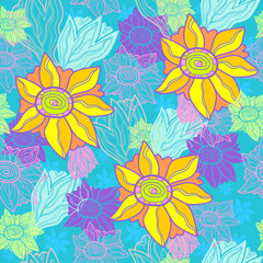 Fototapeta na wymiar seamless pattern with yellow flowers