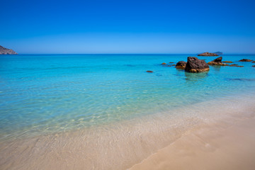 Fototapeta na wymiar Ibiza Aigues Blanques Aguas Blancas Beach at Santa Eulalia