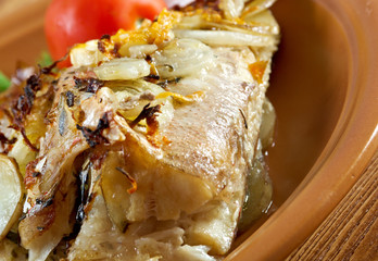 baked .perch   with potatoe