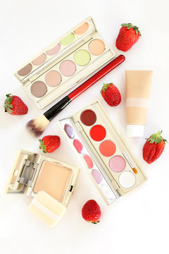 Summer makeup set, female cosmetics and accessories